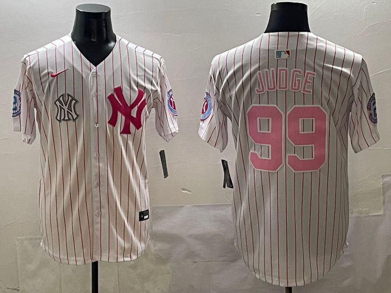 Men New York Yankees #99 Judge Stripe Red Jointly Name 2025 Nike MLB Jersey style 8->los angeles dodgers->MLB Jersey